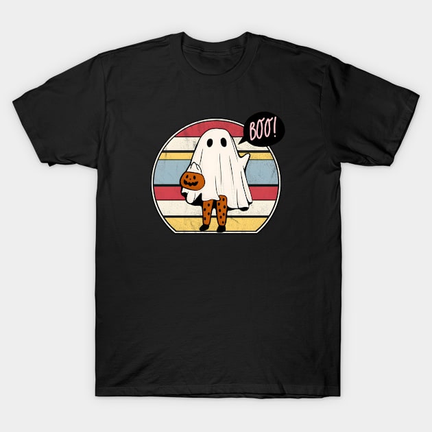 Cute Ghost boo - retro vintage design T-Shirt by 1Y_Design